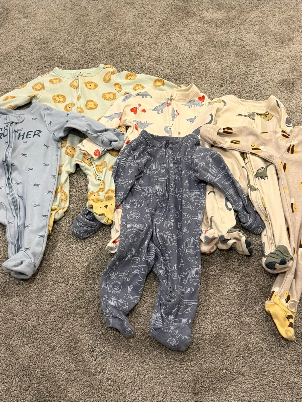 Carter's Mixed Baby Footed One-Piece Sleepers in Blue, Yellow, Cream